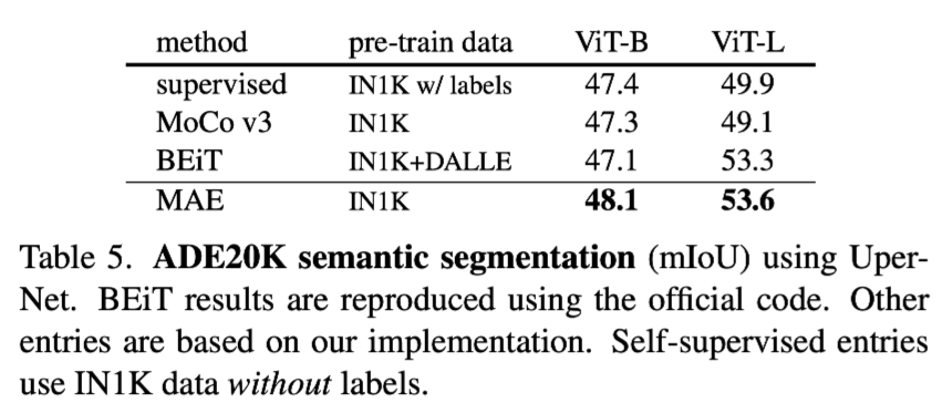 MAE segmentation